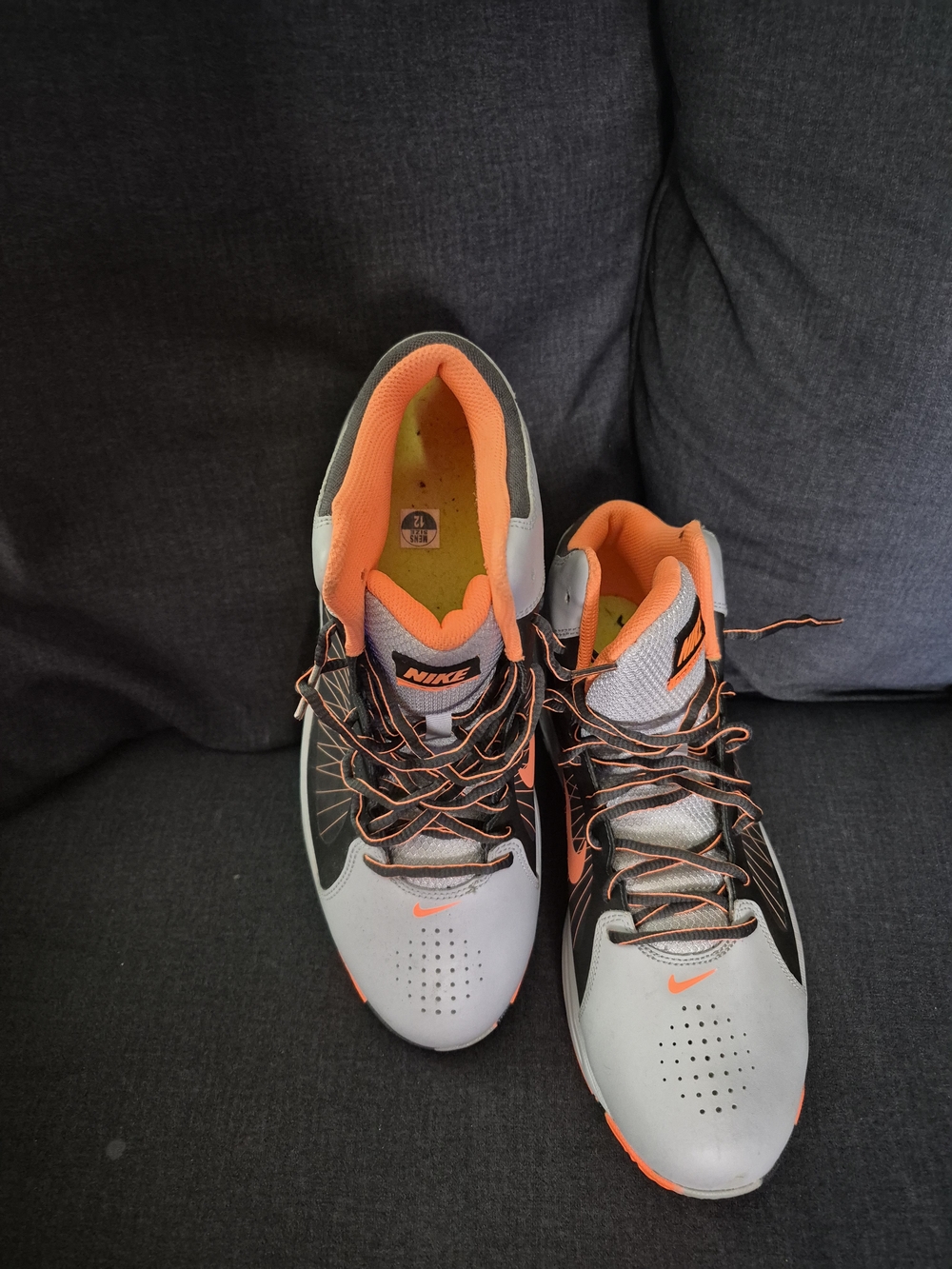 Nike Men's Gray and Orange Max Air Flywire Athletic Sneakers